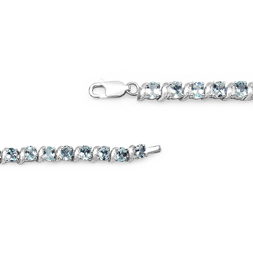 7.60 Carat Genuine Aquamarine .925 Sterling Silver Bracelet