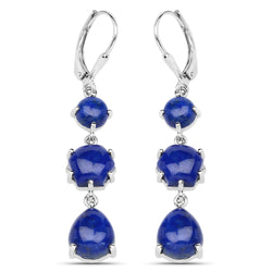 10.98 Carat Genuine Lapis .925 Sterling Silver Earrings