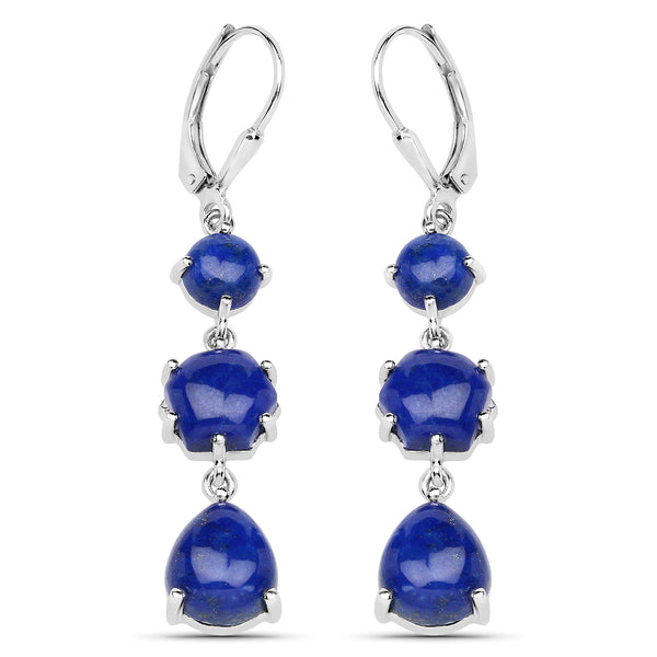 10.98 Carat Genuine Lapis .925 Sterling Silver Earrings