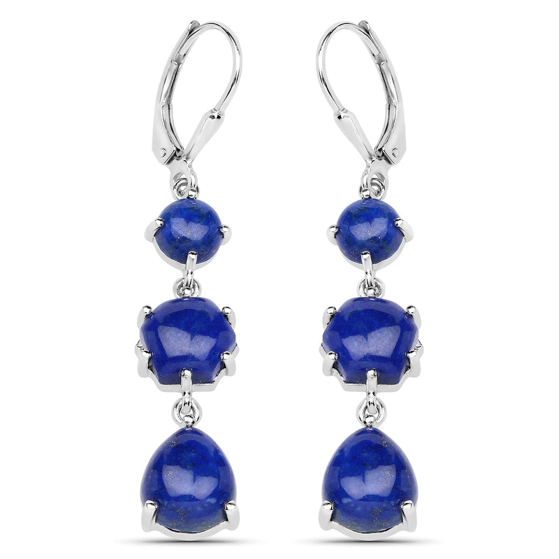 10.98 Carat Genuine Lapis .925 Sterling Silver Earrings