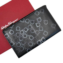 Salvatore Ferragamo Clutch Bag Gancini Black Red Leather