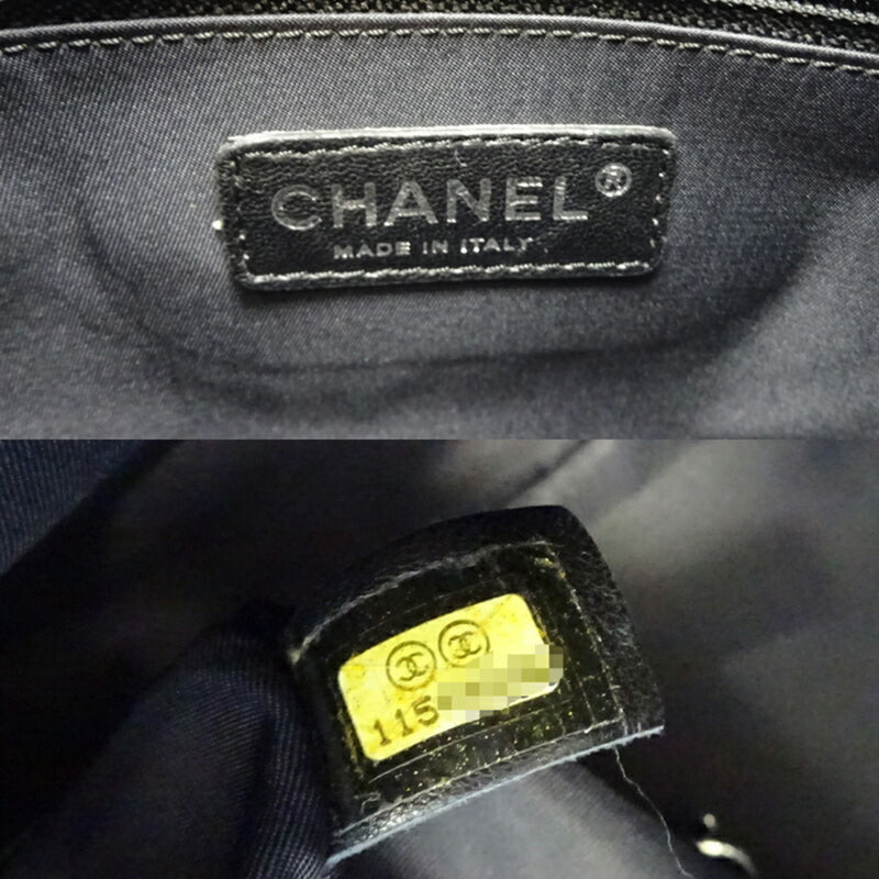 Chanel Paris Biarritz Tote PM Womens Handbag A34208 Coated Canvas Black
