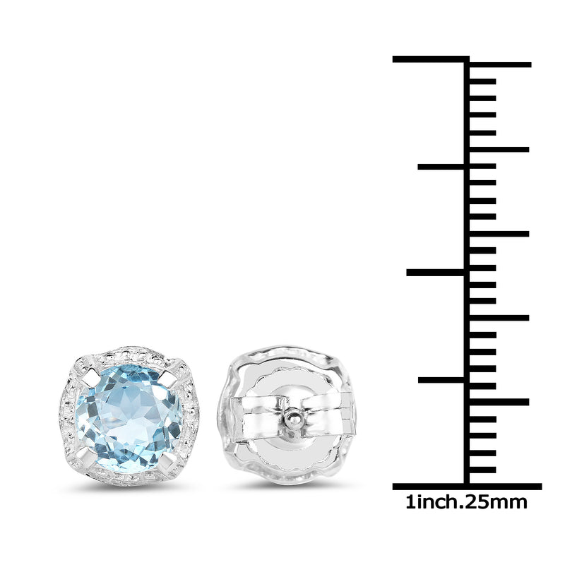 1.90 Carat Genuine Blue Topaz .925 Sterling Silver Earrings