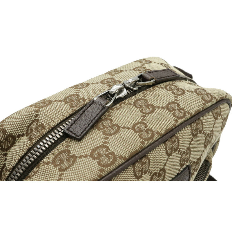 GUCCI Gucci GG canvas shoulder bag pochette leather khaki beige brown dark 03136