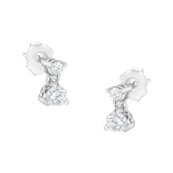 14K White Gold 1/3 cttw Double Diamond Stud Earrings (H-I Clarity, I1-I2 Color)