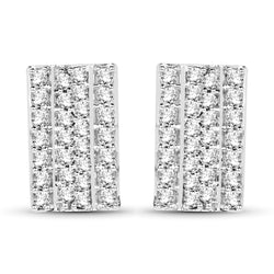 0.72 Carat Genuine White Diamond 14K White Gold Earrings (E-F Color, SI Clarity)