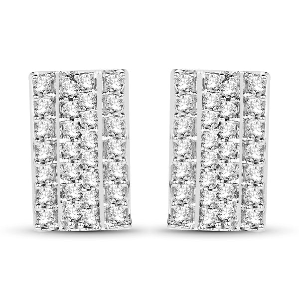 0.72 Carat Genuine White Diamond 14K White Gold Earrings (E-F Color, SI Clarity)