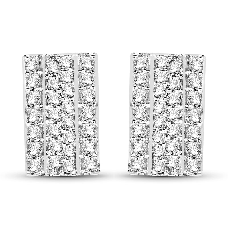 0.72 Carat Genuine White Diamond 14K White Gold Earrings (E-F Color, SI Clarity)