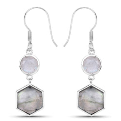 10.74 Carat Genuine Labradorite .925 Sterling Silver Earrings