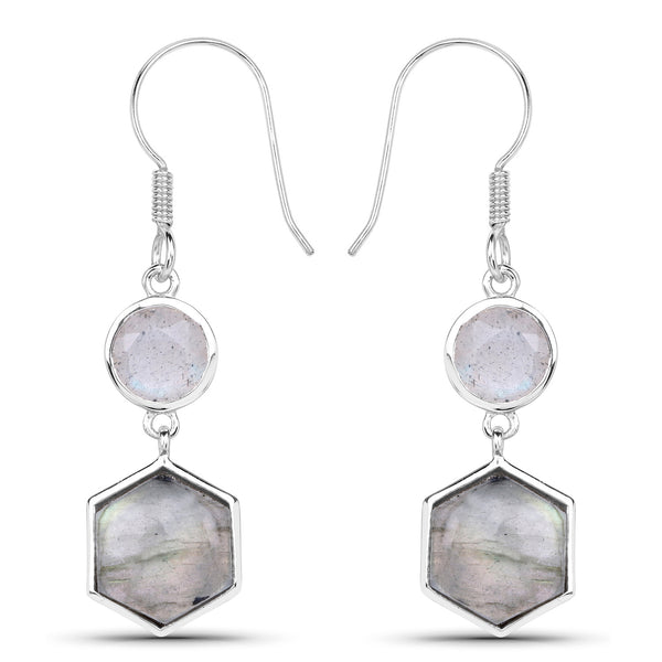 10.74 Carat Genuine Labradorite .925 Sterling Silver Earrings