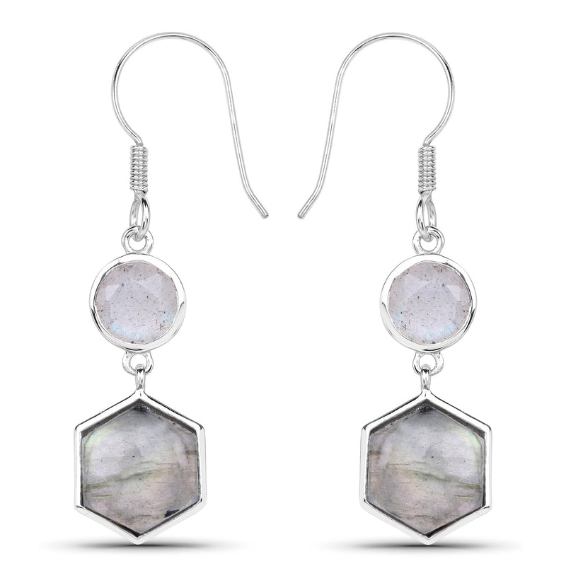 10.74 Carat Genuine Labradorite .925 Sterling Silver Earrings