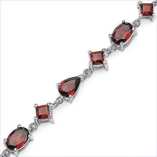 7.00 Carat Genuine Garnet Sterling Silver Bracelet