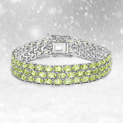 23.23 Carat Genuine Peridot .925 Sterling Silver Bracelet