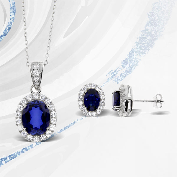 4.65ct Created Sapphire Jewelry sets Sterling Silver