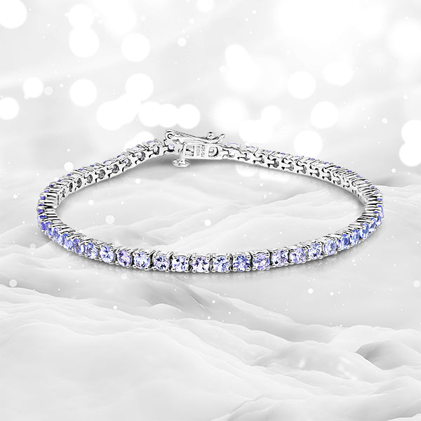 5.30 Carat Genuine Tanzanite .925 Sterling Silver Bracelet