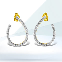 10K Yellow Gold 1/2 cttw Round-cut Diamond Hoop Earrings (H-I Color, I1-I2 Clarity)