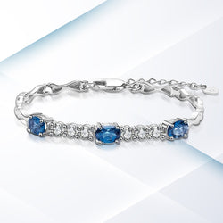 925 Sterling Silver London Blue Topaz Bracelet for Women