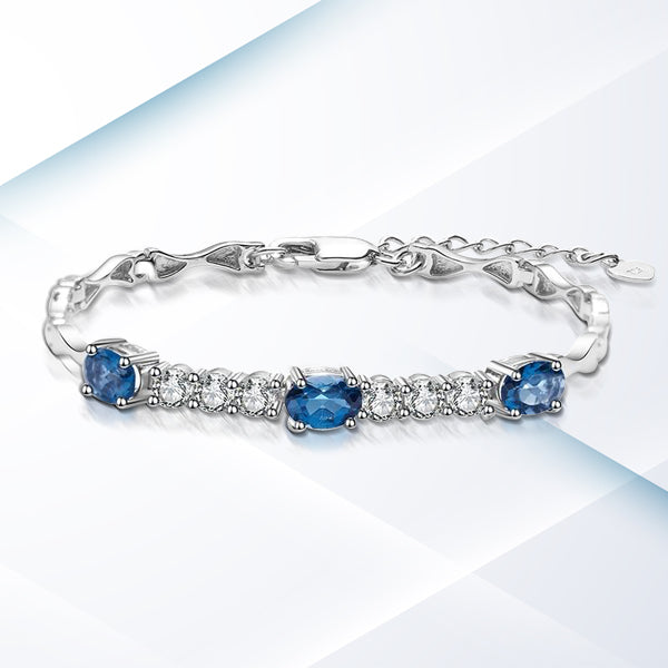 925 Sterling Silver London Blue Topaz Bracelet for Women