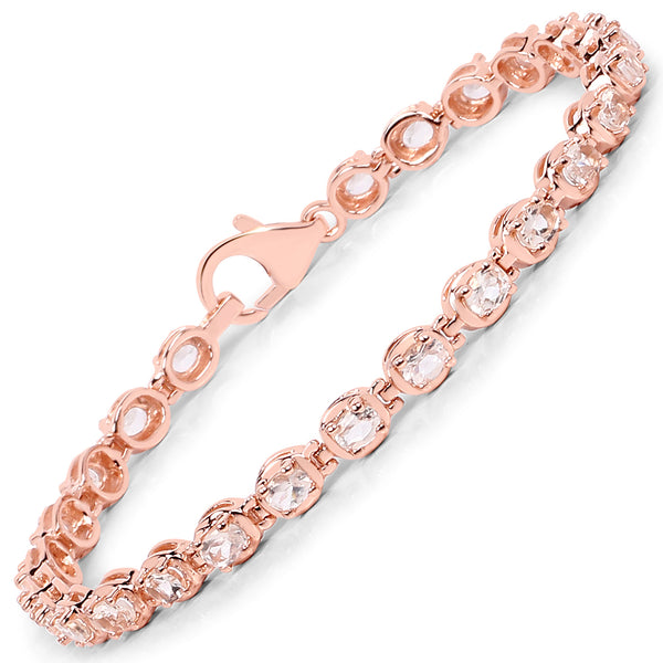 3.75 Carat Genuine Morganite .925 Sterling Silver Bracelet