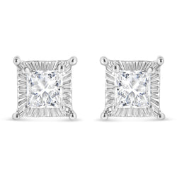 .925 Sterling Silver 1/2 Cttw Princess-cut Diamond Stud Earring (I-J Color, I2-I3 Clarity)