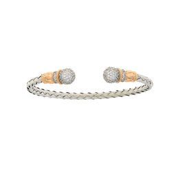 Natural Cubic Zirconium Bangle Bracelet Sterling Silver