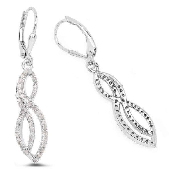 0.35 Carat Genuine White Diamond .925 Sterling Silver Earrings