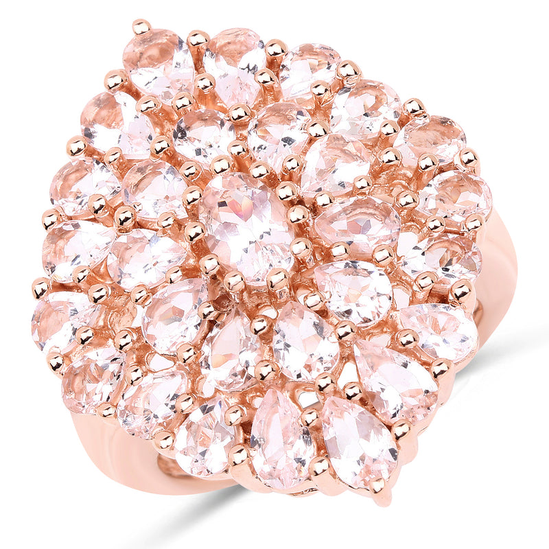 18K Rose Gold Plated 4.55 Carat Genuine Morganite .925 Sterling Silver Ring