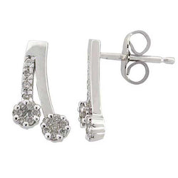 14k Solid White Gold Pave Diamond Drop Earrings Jewelry Gift For Girls