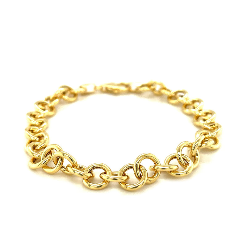 7.0 mm 14k Yellow Gold Link Charm Bracelet