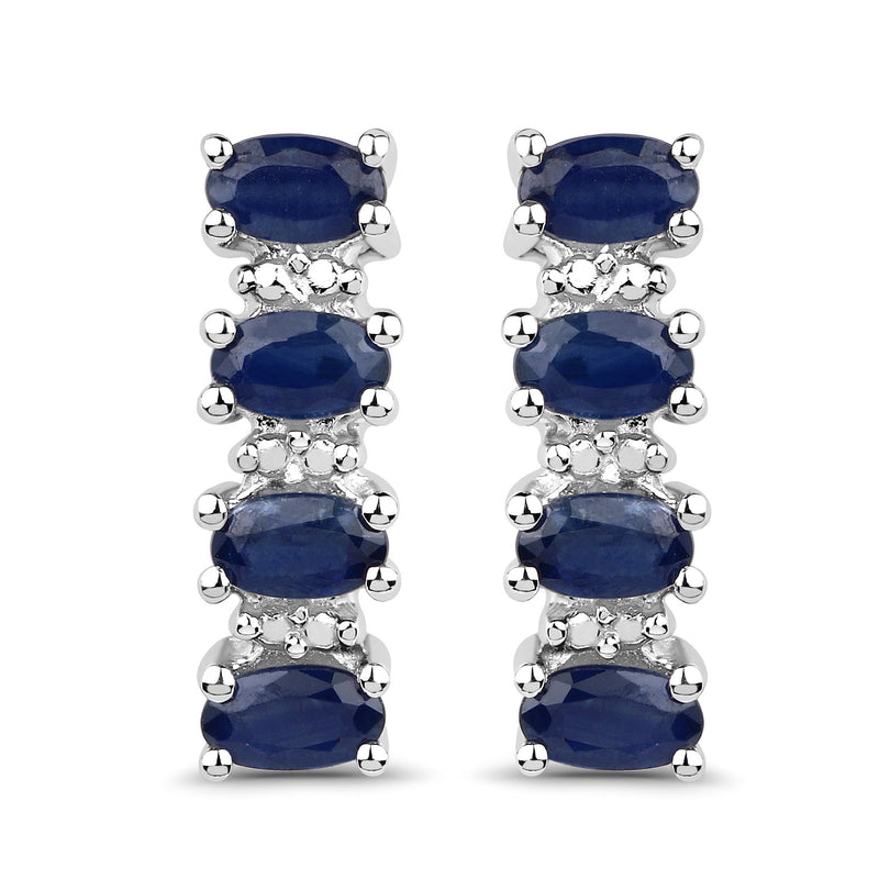 1.76 Carat Genuine Blue Sapphire .925 Sterling Silver Earrings