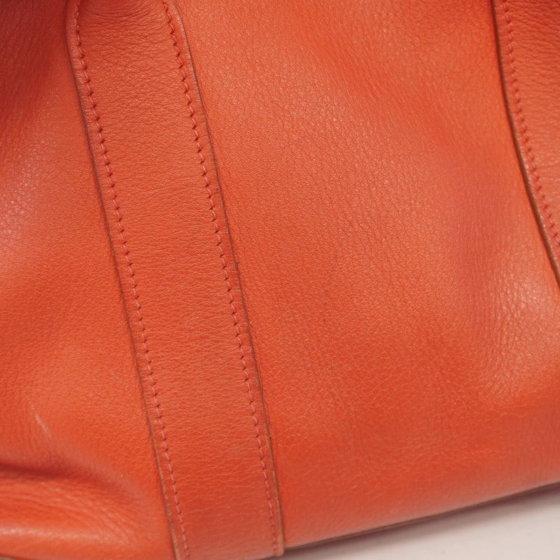 Auth Hermes Garden Party TPM  J Engraved Vermilion Red Womens Handbag