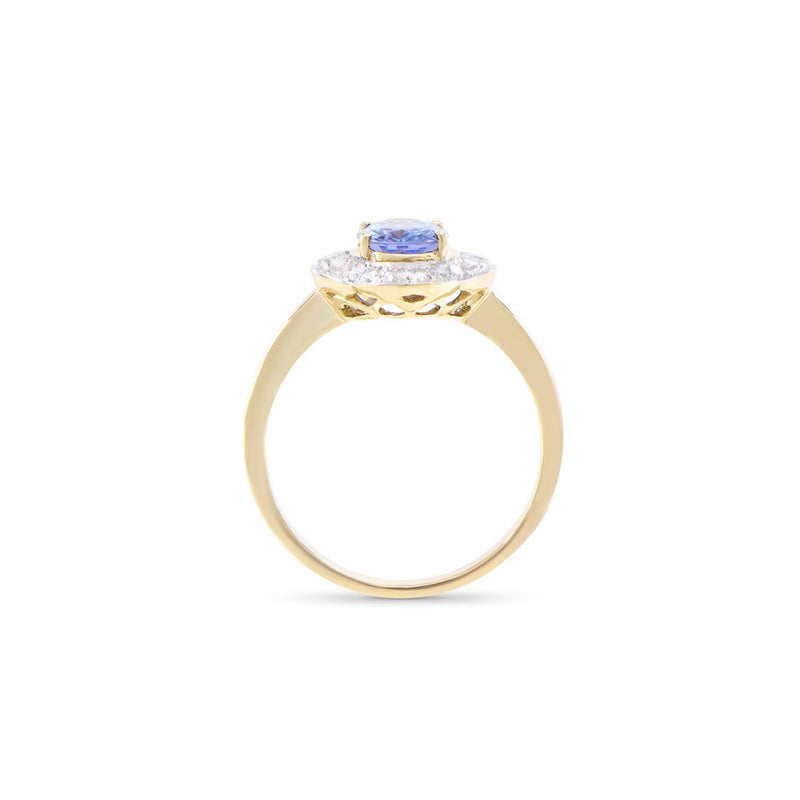 1.45 CTS CERTIFIED DIAMONDS & TANZANITE 14 K YELLOW GOLD DESIGNER RING SIZ 7.5