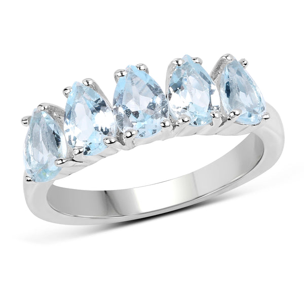 2.40 Carat Genuine Blue Topaz .925 Sterling Silver Ring