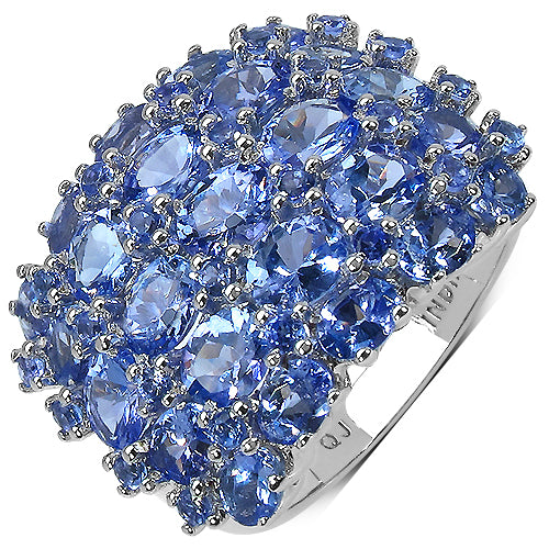 6.73 Carat Genuine Tanzanite .925 Sterling Silver Ring