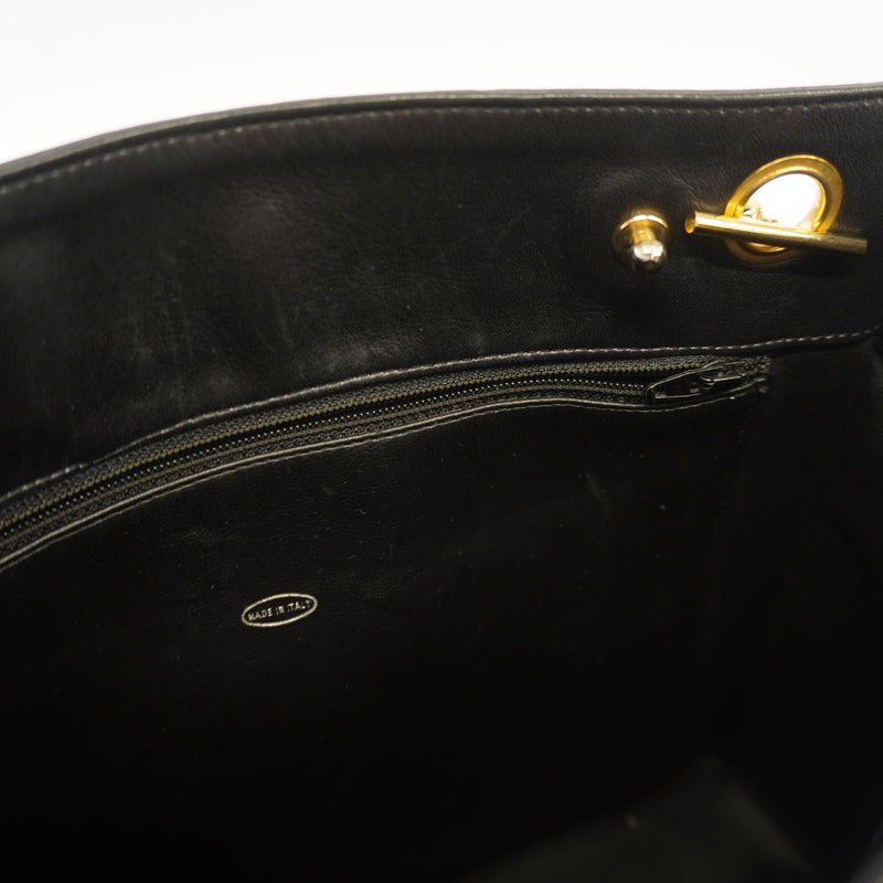 Auth Chanel Shoulder Bag Chain Shoulder Lambskin Black Gold Metal