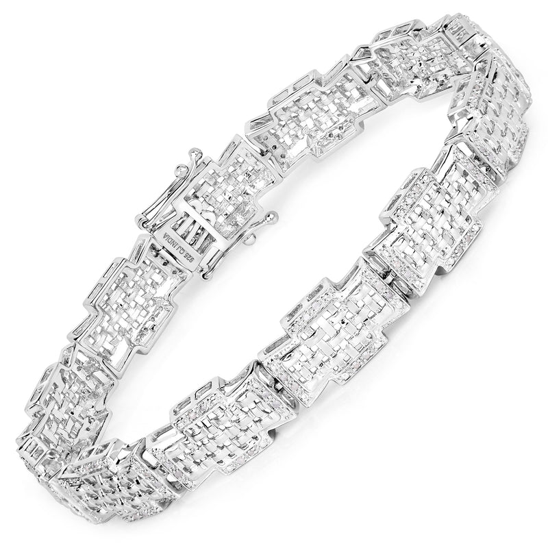 0.48 Carat Genuine White Diamond .925 Sterling Silver Bracelet