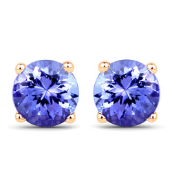 1.43 Carat Genuine Tanzanite 14K Yellow Gold Earrings