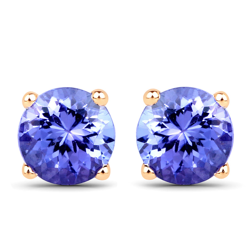 1.43 Carat Genuine Tanzanite 14K Yellow Gold Earrings