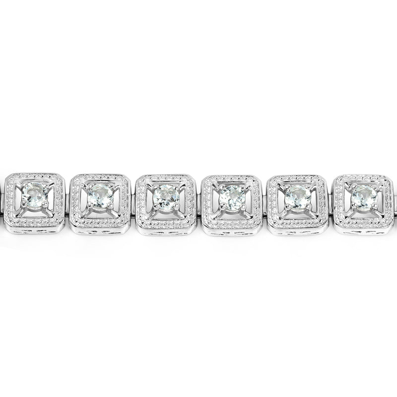 4.50 Carat Genuine Aquamarine .925 Sterling Silver Bracelet