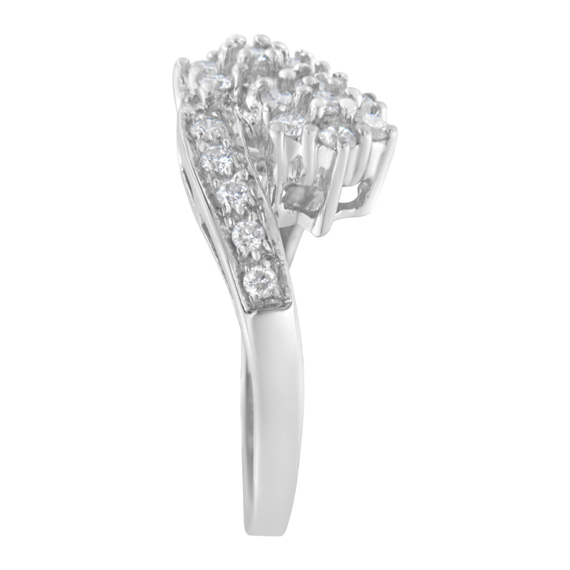 14KT White Gold Diamond Cluster Ring Band (7/8 cttw, H-I Color, I1-I2 Clarity)