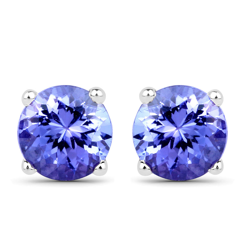 1.43 Carat Genuine Tanzanite 14K White Gold Earrings