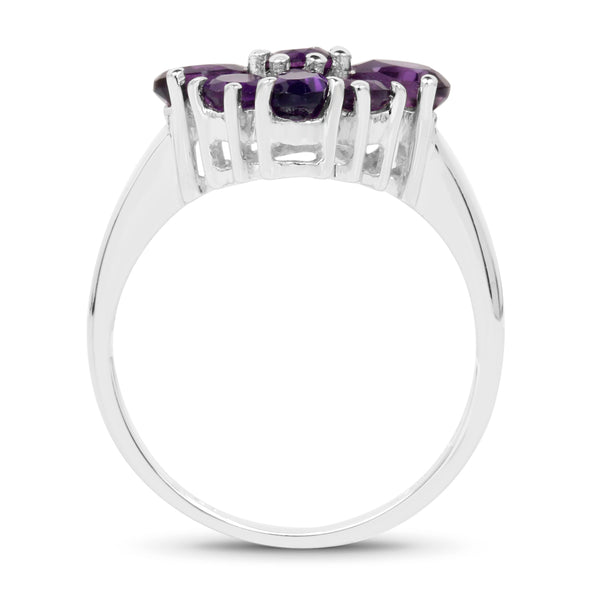 1.63 Carat Genuine Amethyst .925 Sterling Silver Ring