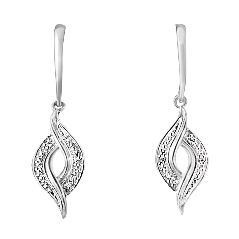 Sterling Silver 1/20ct TDW Round Cut Diamond Drop Earrings (H-II2)