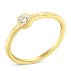 14K Yellow Gold Plated .925 Sterling Silver 1/20 Carat Diamond Square Cushion-Shaped Miracle Set Petite Fashion Promise Ring (J-K Color, I1-I2 Clarity) - Size 6