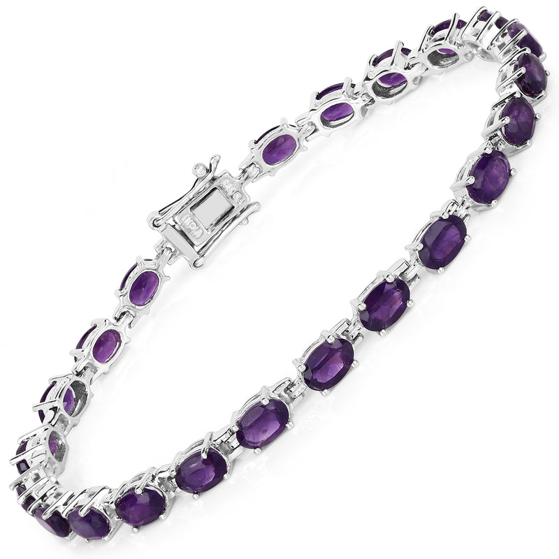 9.46 Carat Genuine Amethyst .925 Sterling Silver Bracelet