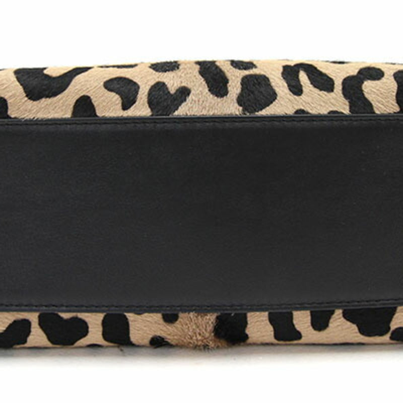 Tods 2WAY Handbag Bash Black Harako Tote Bag Shoulder Leopard