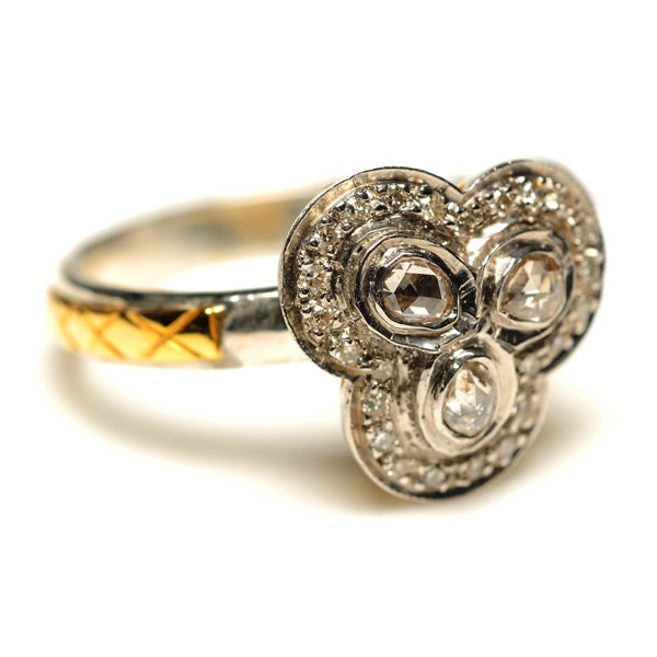 Diamond Designer Ring 14k Gold 925 Sterling Silver Women Jewelry For Sale