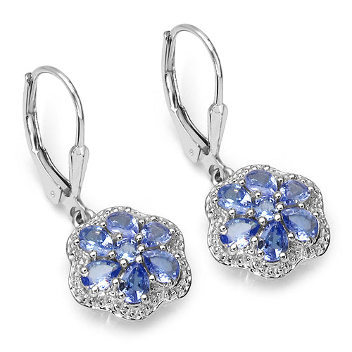 1.82 Carat Genuine Tanzanite .925 Sterling Silver Earrings