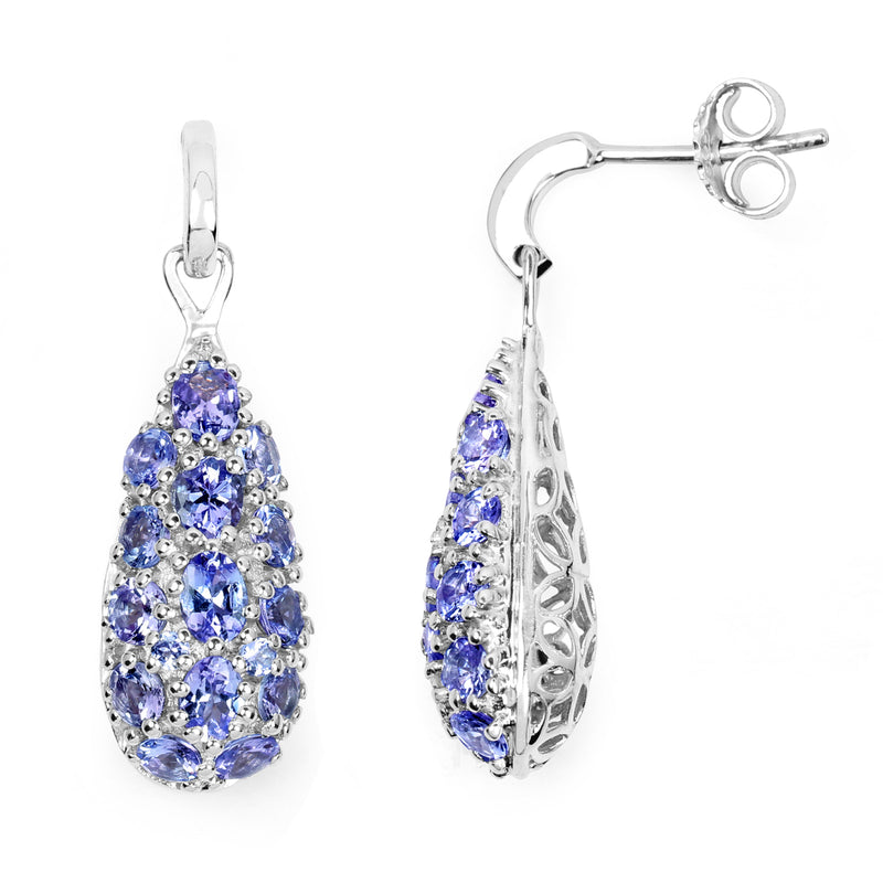 3.32 Carat Genuine Tanzanite .925 Sterling Silver Earrings