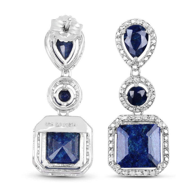 11.62 Carat Dyed Sapphire .925 Sterling Silver Earrings